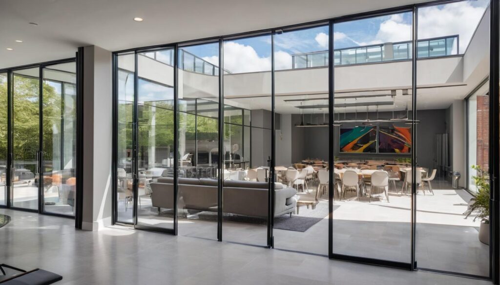 Image features Tailoring Bi-Fold Door Designs for Commercial Needs. 